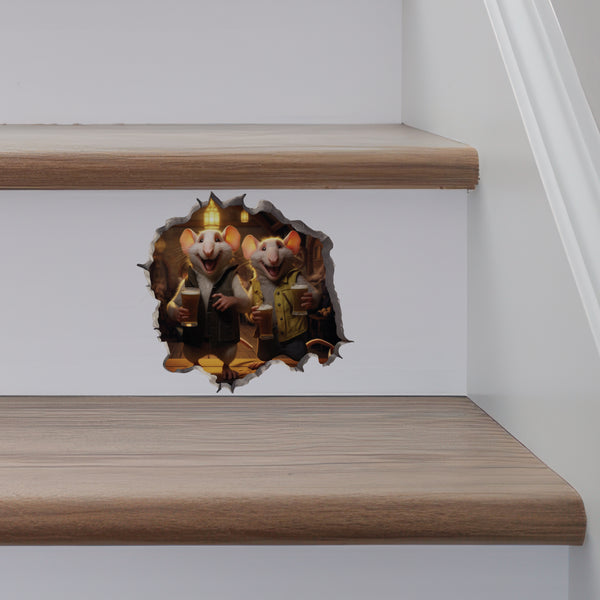 Bar Mates Mice decal on stairs