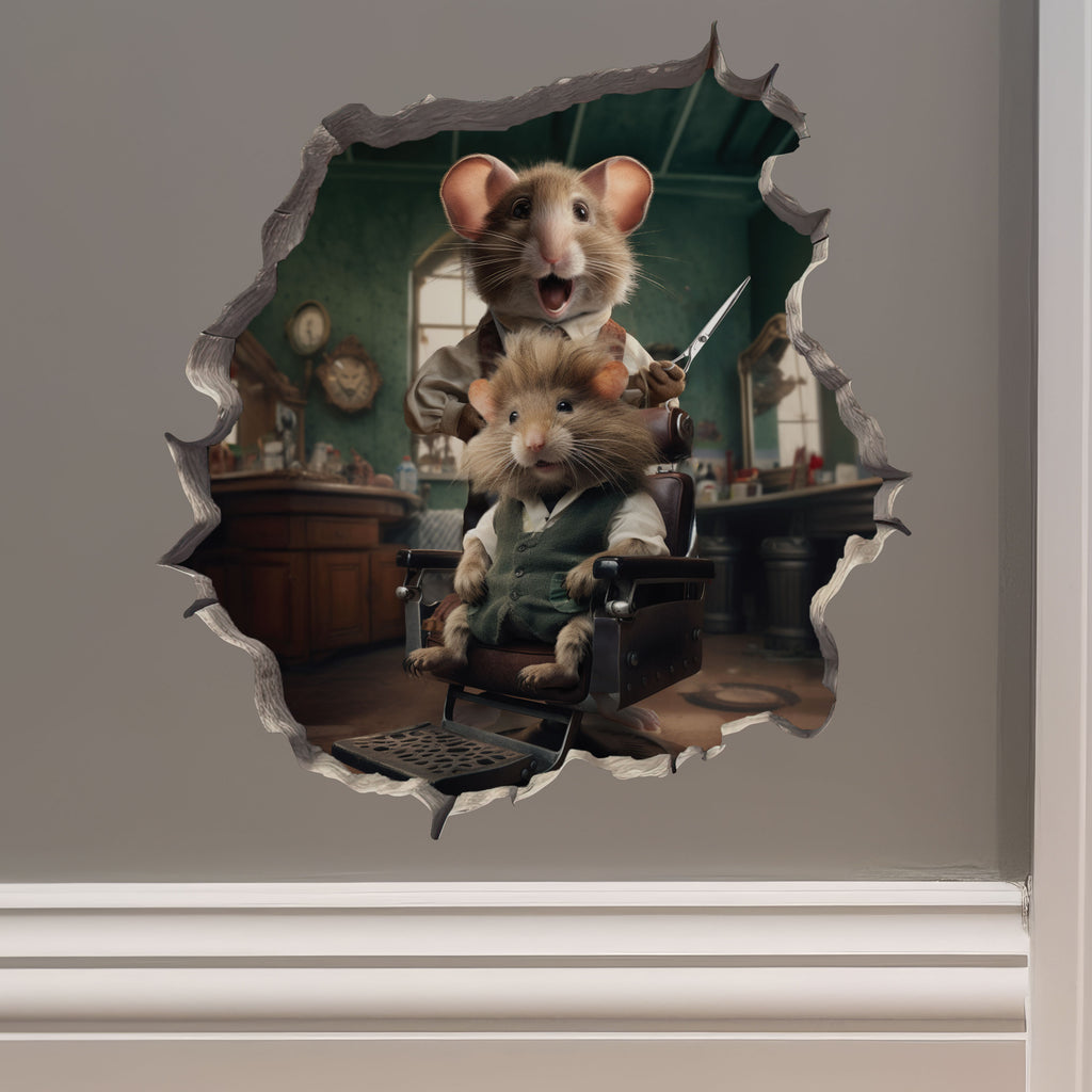 Barber Mouse decal on wall
