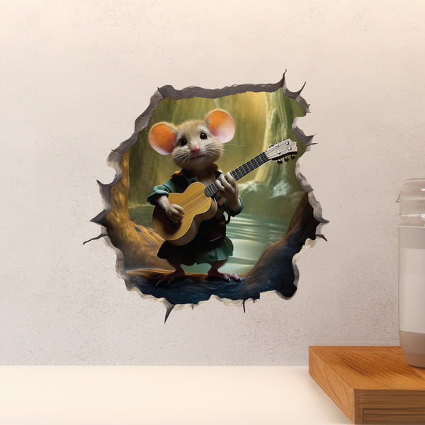 Guitar-Playing Mouse Hole Decal