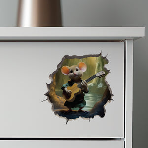 Guitar-Playing Mouse Hole Decal
