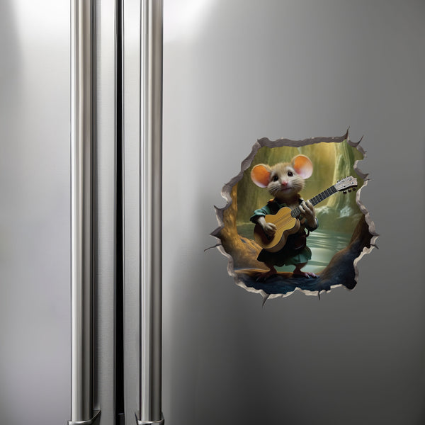 Guitar-Playing Mouse Hole Decal