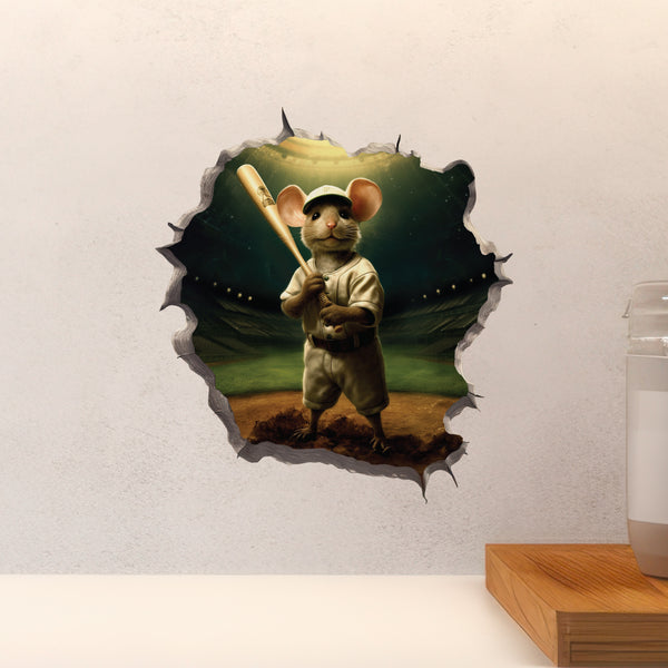 Baseball Mouse Hole Decal