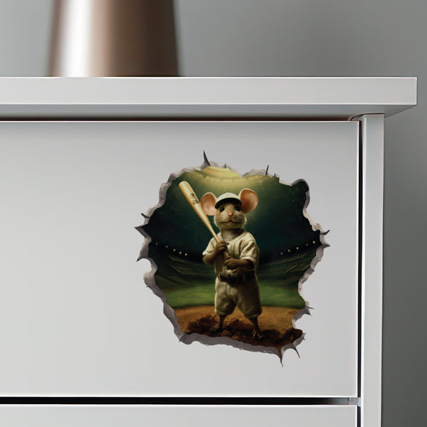 Baseball Mouse Hole Decal