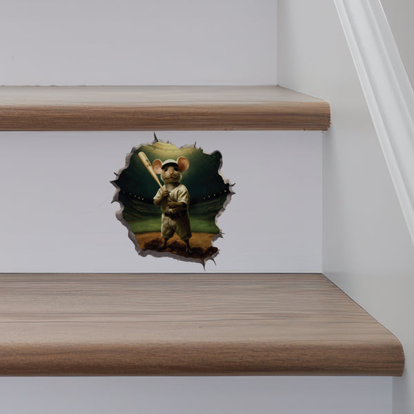 Baseball Mouse Hole Decal