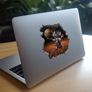 Basketball mouse decal on laptop