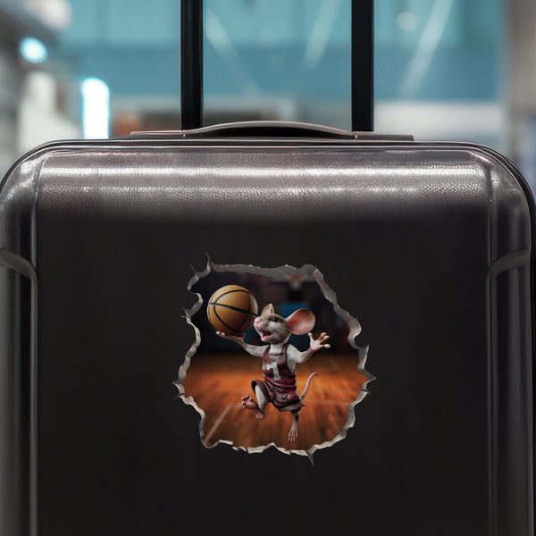 Basketball Mouse decal on luggage