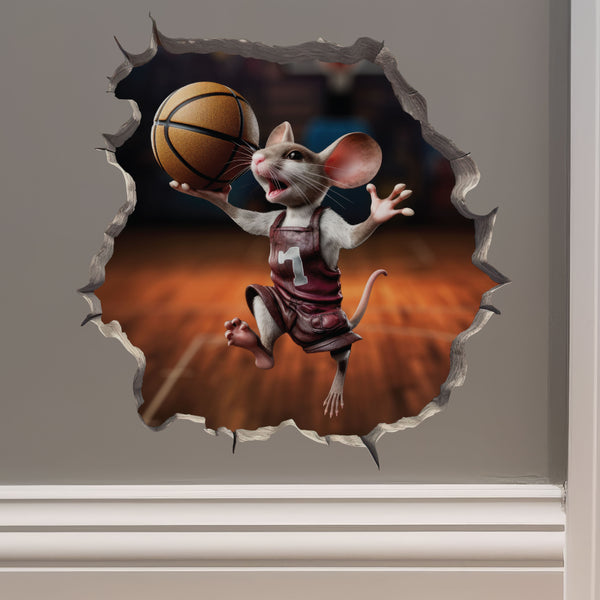 Basketball mouse decal on wall