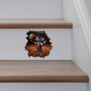 Basketball Mouse decal on stairs