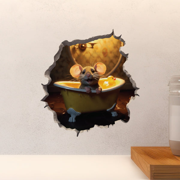 Bathtub Mouse decal above countertop