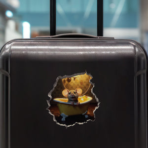 Bathtub Mouse decal on luggage
