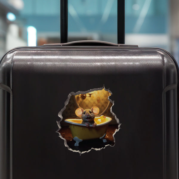Bathtub Mouse decal on luggage