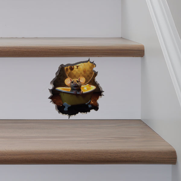Bathtub Mouse decal on stairs
