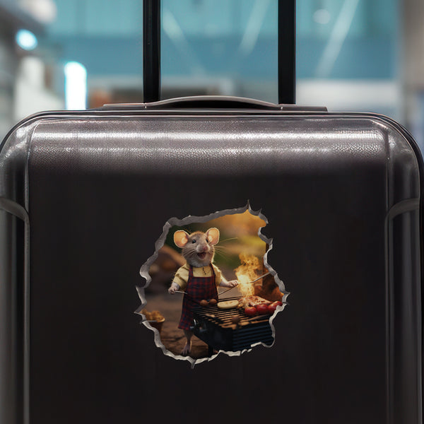 BBQ Grilling Countertop Mouse decal on luggage