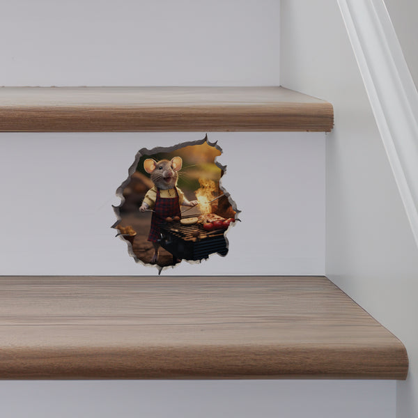 BBQ Grilling Countertop Mouse decal on stairs