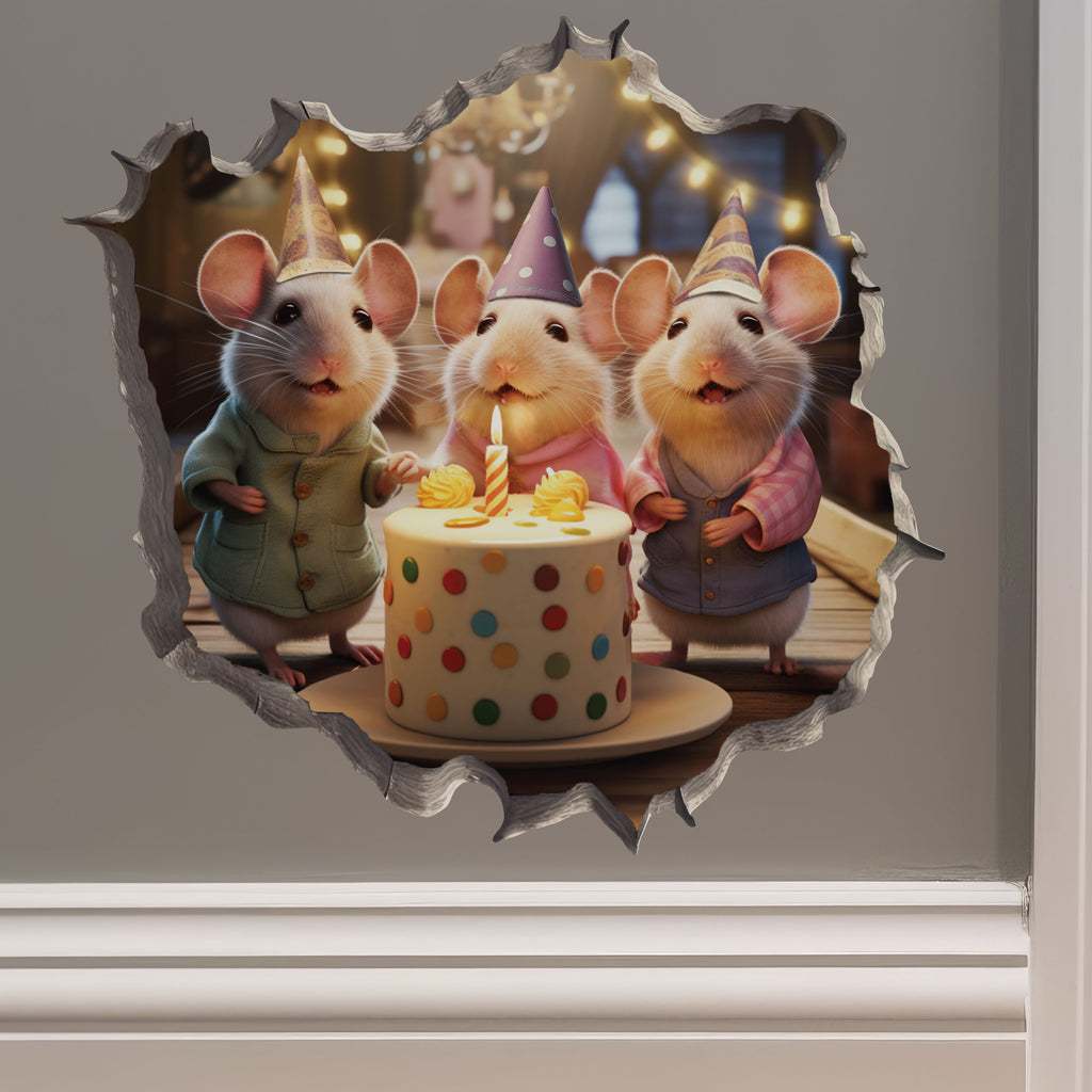 Birthday Mouse decal on wall