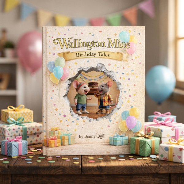 Wallington Mice Birthday Tales Hardback Book with Mouse Hole Decals