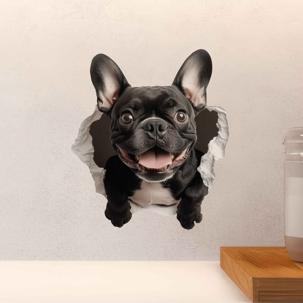 Black French Bulldog Hole Decal - My Wonderful Walls
