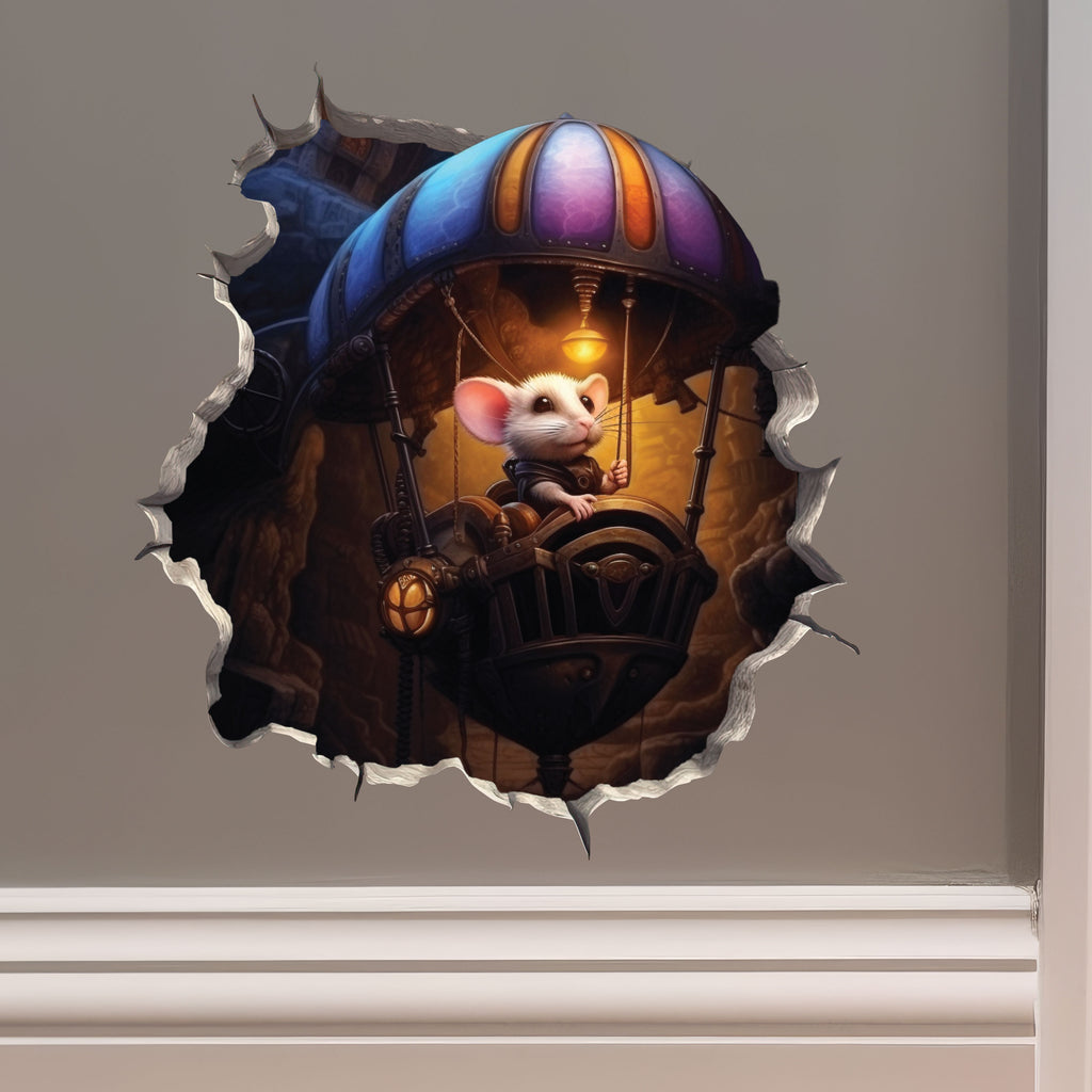 Steampunk Mouse  - Mouse Hole Decal