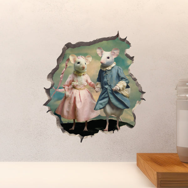 Blue Boy and Pinkie Mice decal above countertop
