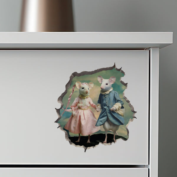 Blue Boy and Pinkie Mice decal on dresser