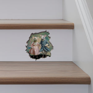 Blue Boy and Pinkie Mice decal on stairs