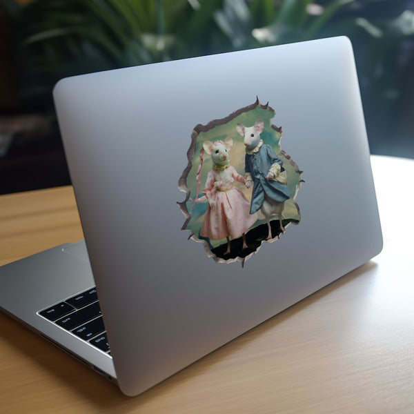 Pinkie and The Blue Boy mice decal on laptop