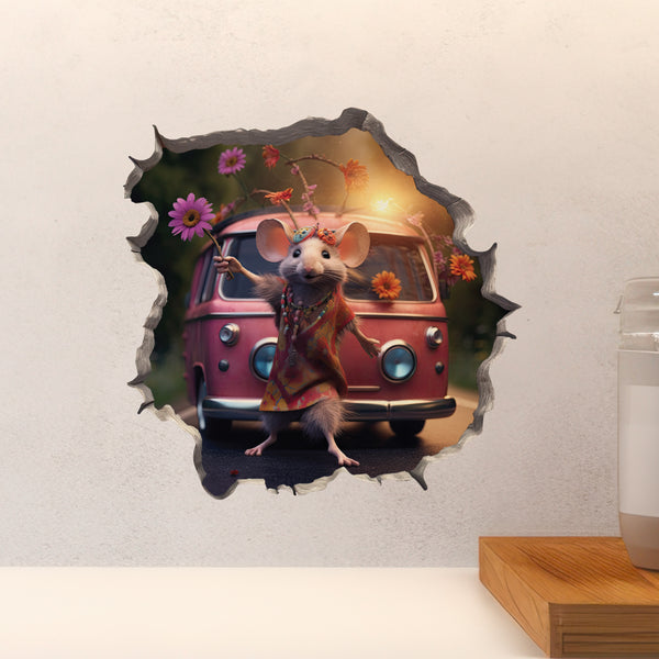Boho Hippie Mouse decal on countertop