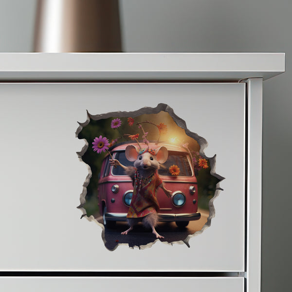 Boho Hippie Mouse decal on dresser