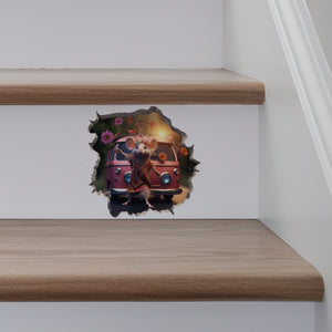 Boho Hippie Mouse decal on stairs