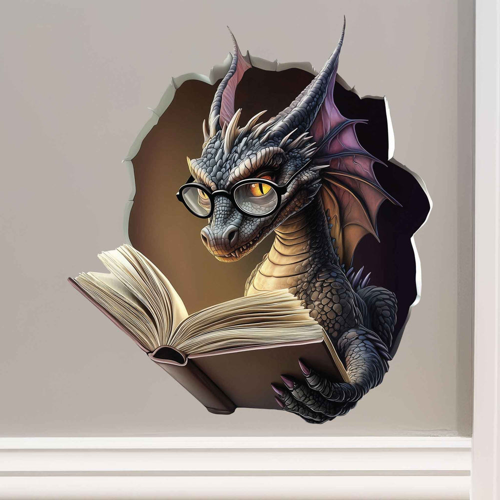 Book Lover Dragon Hole Decal - My Wonderful Walls