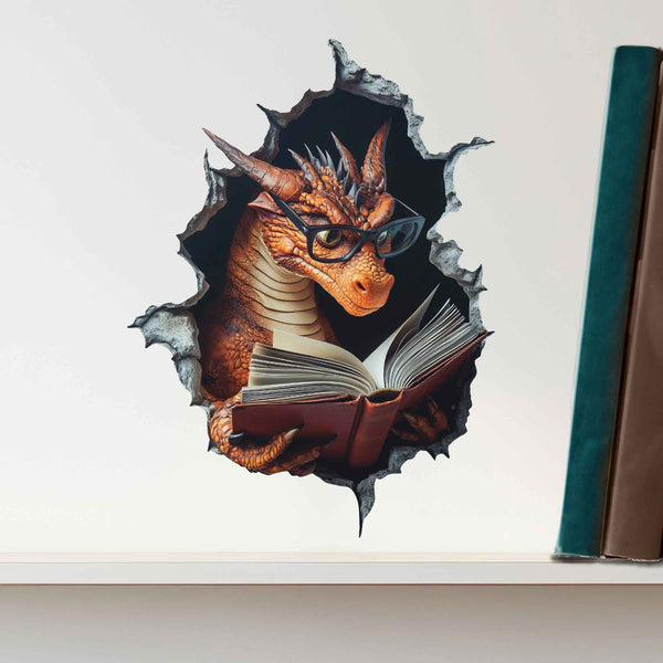 Bookworm Dragon Hole Decal - My Wonderful Walls