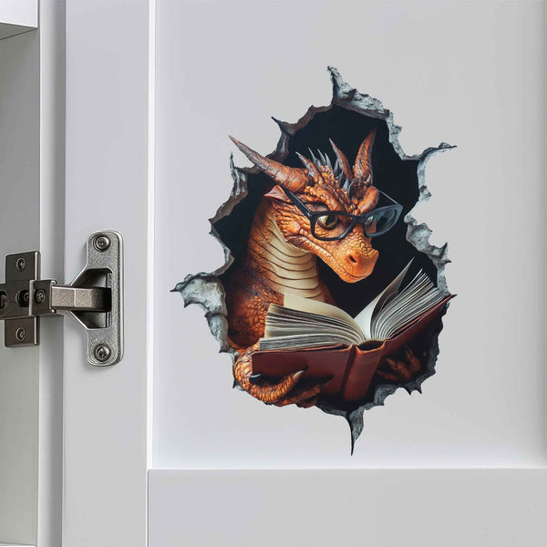Bookworm Dragon Hole Decal - My Wonderful Walls
