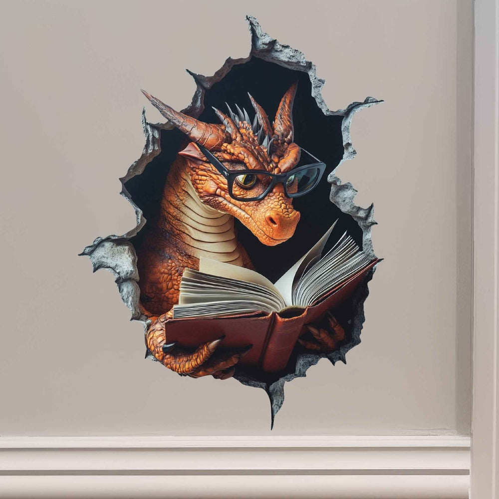 Bookworm Dragon Hole Decal - My Wonderful Walls
