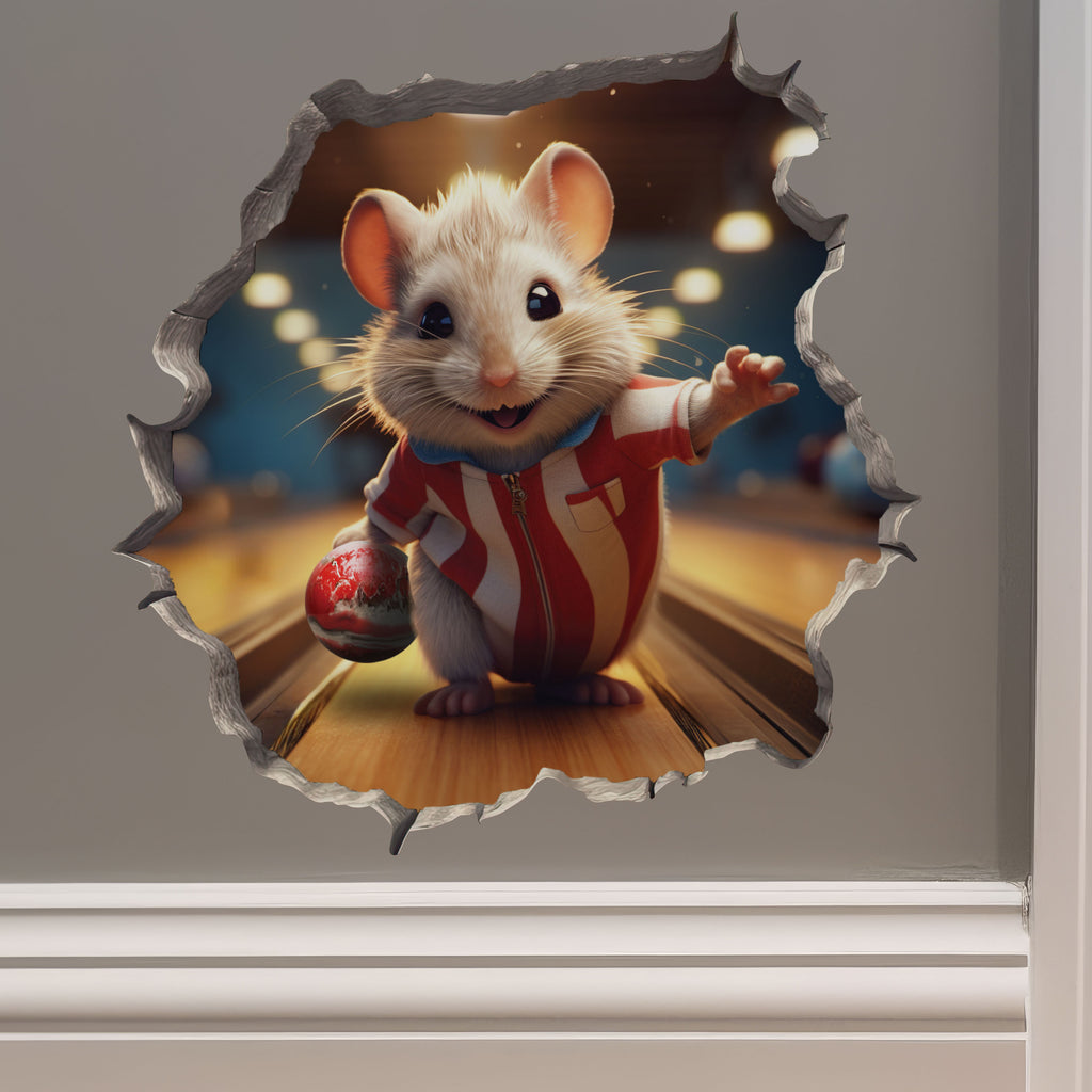 Bowling Mouse decal on wall