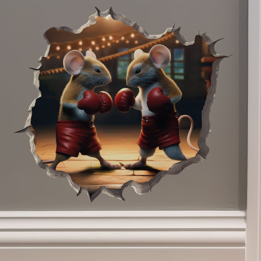 Boxing mice decal on wall