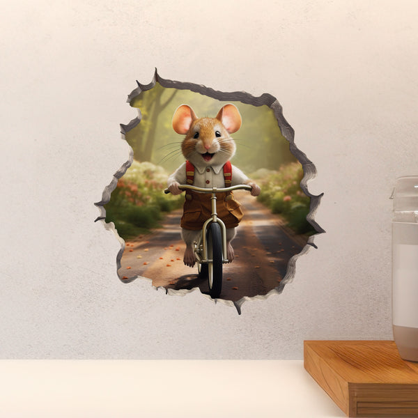 Bike Ride in the Park Boy Mouse decal above countertop