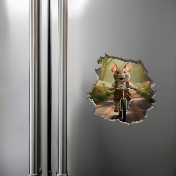 Bike Ride in the Park Boy Mouse decal on refrigerator