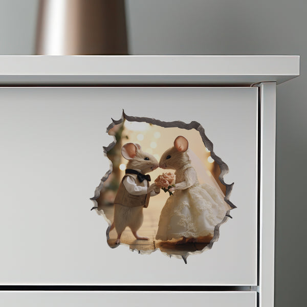 Bride and Groom Wedding Mice decal on dresser