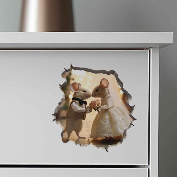 Bride and Groom Marriage Mouse Hole Decal - My Wonderful Walls