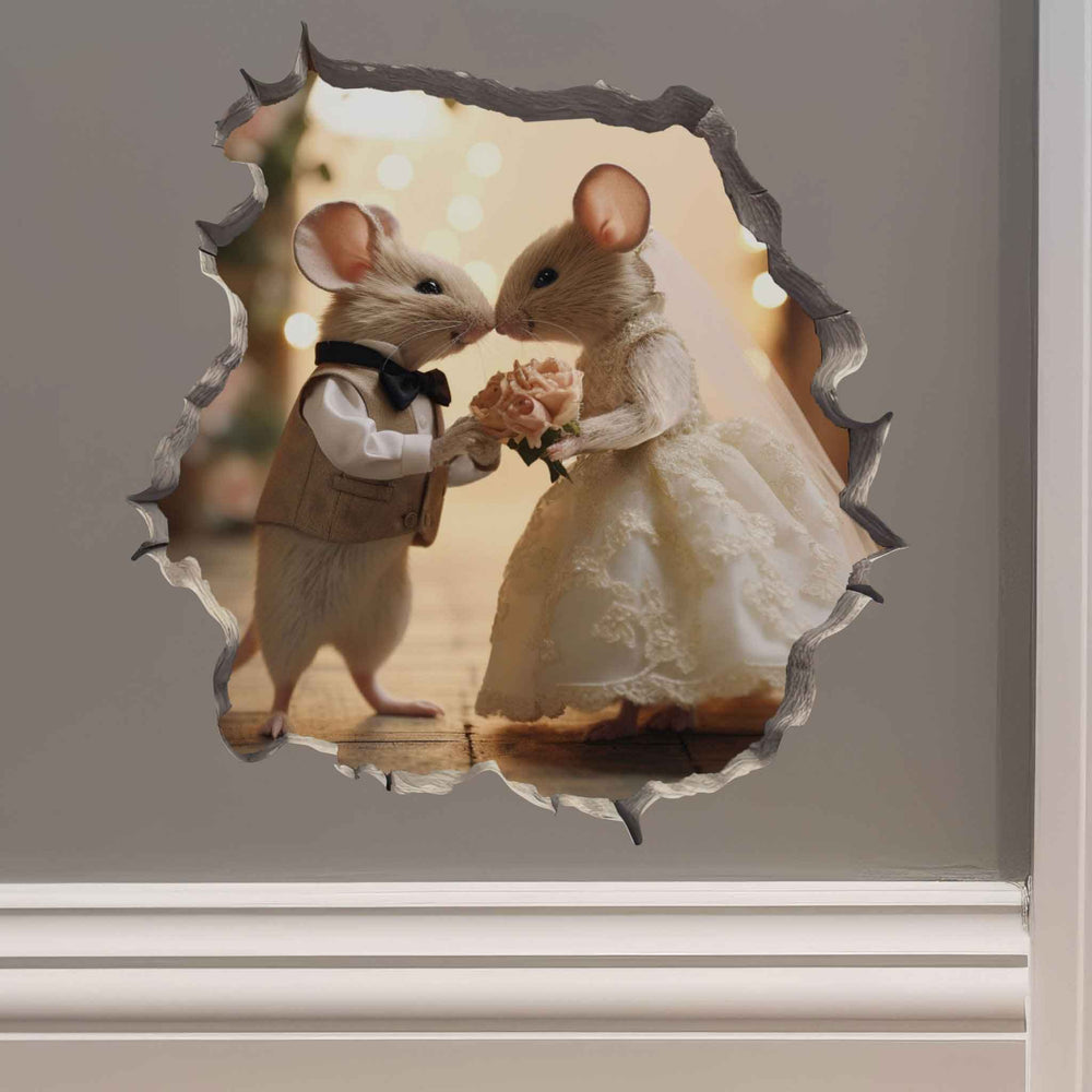 Bride and Groom Marriage Mouse Hole Decal - My Wonderful Walls