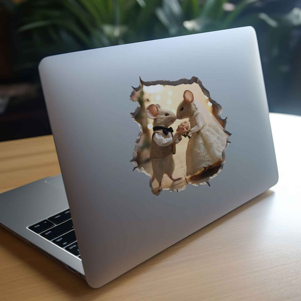 Bride and Groom Marriage Mouse Hole Decal - My Wonderful Walls