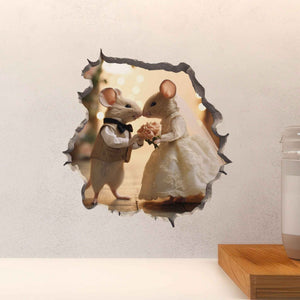 Bride and Groom Marriage Mouse Hole Decal - My Wonderful Walls