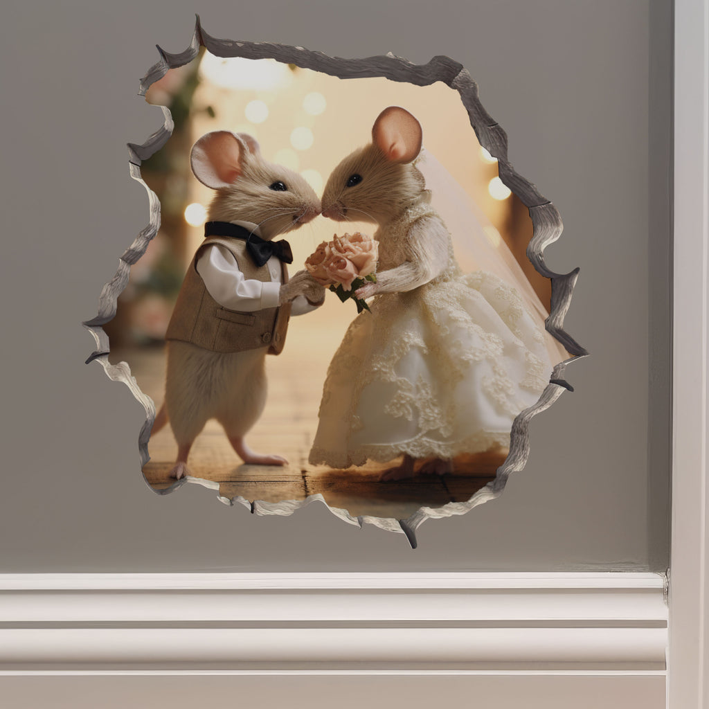Bride and Groom Mouse decal on wall