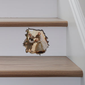 Bride and Groom Wedding Mice decal on stairs