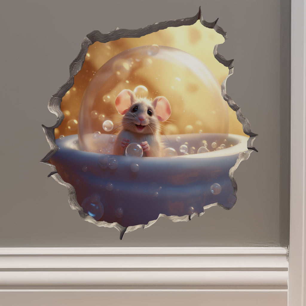 Bubble Bath Mouse decal on wall