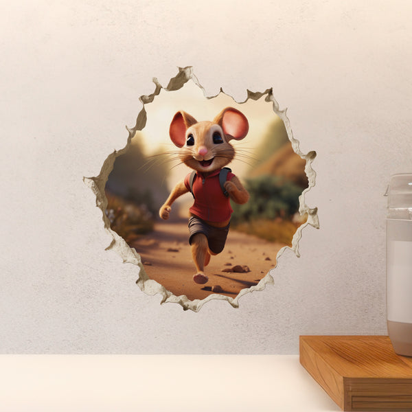Jogging Running Mouse decal on countertop