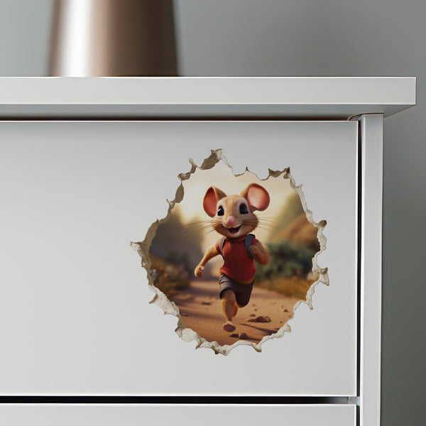 Jogging Running Mouse decal on dresser