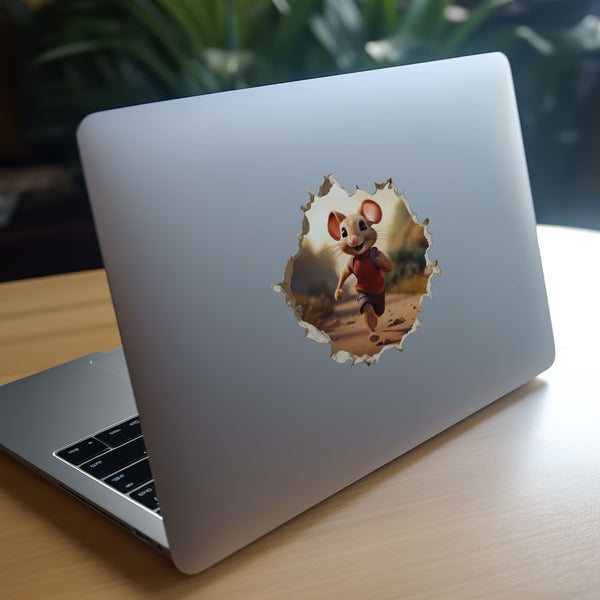 Jogging Running Mouse decal on laptop