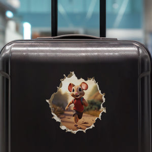 Jogging Running Mouse decal on luggage