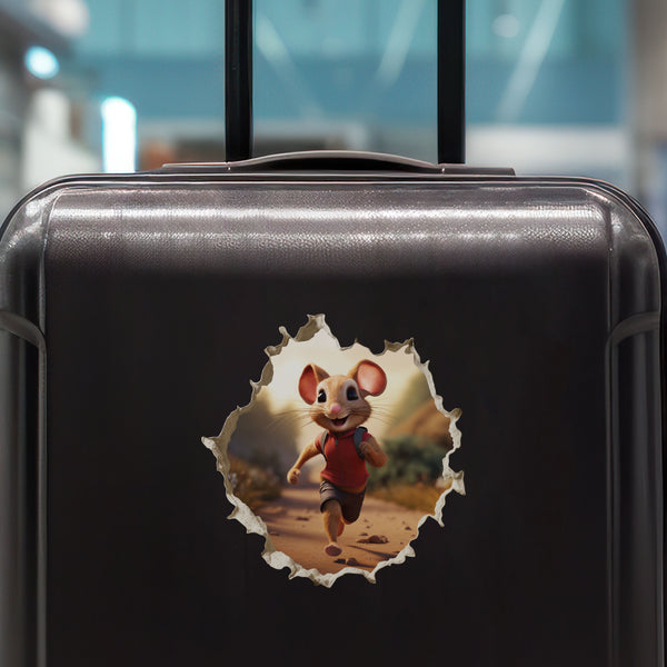 Jogging Running Mouse decal on luggage